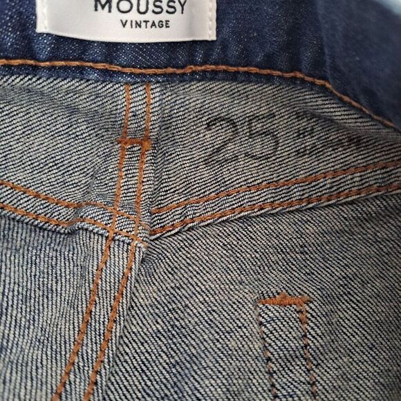 Moussy Japan Women's Straight Leg Howa Factory Distress High Waist Denim Blue 25 - Picture 6 of 8